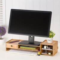 Wooden Monitor Stand Desktop Computer Riser LED LCD Monitor Laptop Notebook Support Stationery Holder File Storage Drawe