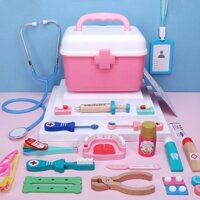 WOODEN PRETEND PLAY DOCTOR MEDICAL KIT TOOLS EDUCATIONAL KIDS TOY