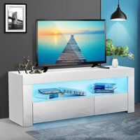 Woodyhome High Gloss TV Stand with LED Lights High Storage Space TV Console HolderEasy to Install for TVs up to 55 Inc