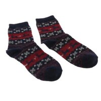 Wool Blend Cozy Thick Crew Socks Causal Winter Christmas Ankle Socks Khaki - Dark Blue
