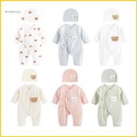 Woow 2 Chiếc Sơ Sinh Romper Beanie Cap Bộ Đồ Ngủ Bé Quần Áo Thường Ngày Hoạt Hình Gấu Trang Phục