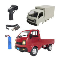 WPL D12 MINI 1/16 2.4G 2WD Full Scale Red RC Car On-Road Electric Truck Vehicle Models With LED Light RC Car Cargo Box S