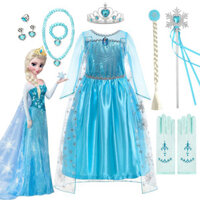 Wq142 Bé Gái Elsa Đầm Công Chúa Cho Dài Tay Trẻ Em Sinh Nhật Cosplay Frozen Trang Phục Lạ Mắt 2024 Lễ Hội Trang Phục Dự Tiệc