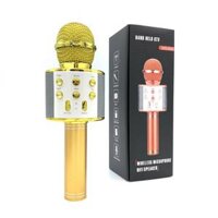 WS858 Micro Hát Karaoke Không Dây Loa Di Động Cầm Tay Tại Nhà KTV Người Chơi Có Đèn LED Nhảy Múa Chức Năng Ghi Âm Quà Tặng Cho Trẻ Em Màu sắc Glod