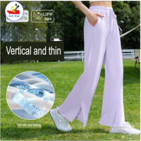 Wsx Ice Feel Kem chống nắng Quần ống rộng Nylon dành cho nữ Quần chống nắng đàn hồi cao Quần thể thao chống tia cực tím cao