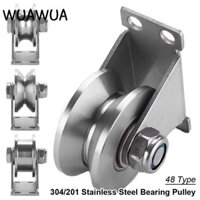 WUAWUA 1 Chiếc Ròng Rọc Chịu Lực, Bánh Xe Theo Dõi Con Lăn Cửa Trượt Inox 304 / 201, Bền Hình Chữ U / V / H Dày 48 Bánh Xe Cứng Phần Cứng Gia Đình