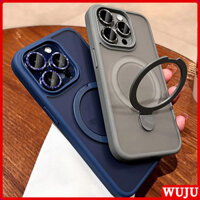 Wuju Sang Trọng Mờ Cứng Từ Nhẫn Giá Đỡ Không Dây Sạc Điện Thoại Tương Thích Cho iPhone 11 12 13 14 15 Pro Max Plus Từ Đứng Ốp Lưng Có Bảo Vệ Ống Kính Máy Ảnh