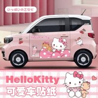 Wuling Hongguang Miniev Nhãn Dán Xe Mini Macaron Thân Xe Miếng Dán Hello Kitty Hoa Hoạt Hình Dễ Thương Nhãn Dán Trang Trí
