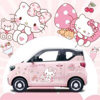 Wuling Miniev, Nhãn dán ô tô hoạt hình, Phụ kiện trang trí sửa đổi Macaron, Họa tiết Hellokitty dễ thương