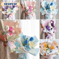 Wuyear Bộ động vật đan móc, Bộ dụng cụ dệt kim Cotton Bộ dụng cụ đan móc hoa Tulip, Hướng dẫn chỉ sợi bông thủ công DIY Bộ bó hoa thủ công dành cho người mới bắt đầu