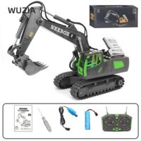 WUZIA Máy xúc điều khiển từ xa , Đồ chơi máy xúc RC màu vàng trắng xanh hợp kim, Máy xúc bánh xích 1: 20 11CH Quà tặng trẻ em
