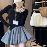 【W】Váy chữ A Hàn Quốc sọc Áo dài 3.18