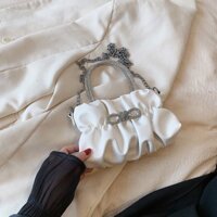 {WWK backpack} Fashion women leisure luxury shining bowknot pleated sling bag crossbody bags