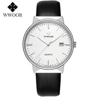 WWOOR Đồng hồ đeo tay kiểu máy thạch anh chống thấm nước dây đeo bằng da-8826P