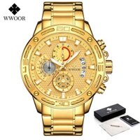 WWOOR Đồng hồ mạ vàng sang trọng chống thấm nước thời trang dành - 8879