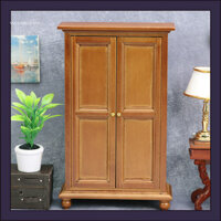 [Wx] Tủ quần áo bằng gỗ thu nhỏ Tay nghề tỉ mỉ cổ điển Nhà búp bê tối giản Tủ quần áo thẳng đứng bằng gỗ cho ngôi nhà búp bê 1 / 12