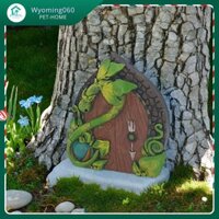 Wyoming060 Fairy Door Tay vẽ bằng nhựa thu nhỏ chống thời tiết với vít cho hàng rào
