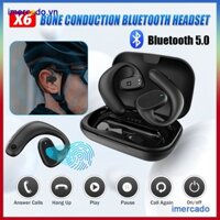 X6 Bluetooth Headset New Binaural With Charging Bin Bone Conduction Concept Sound Conduction Air Conduction Business Stereo