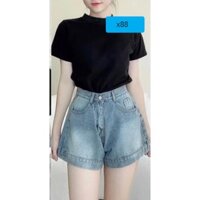 X88 Quần cạp cao short jean nữ không co giãn Women Pants Ong