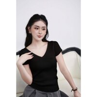 (xả) Áo len mỏng cổ tim nhẹ nhàng, co giãn tốt - freesize