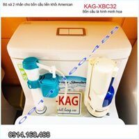 Xả bồn cầu KAG-XBC32 cao 20cm cho bộ cầu liền khối American VF2011, Ruột két nước xí bệt 2 nhấn thoátxả mạnh 4.5-6 lít h