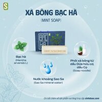 Xà bông Sinh Dược Bạc hà, xà bông cục handmade 100gr, mẫu bao bì vẽ mộc, mùi bạc hà thơm mát, làm sạch diệt khuẩn, mát da