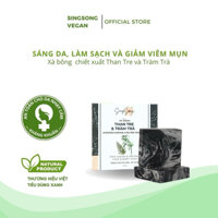 Xà bông tinh chất Than Tre- Tràm Trà , giảm viêm mụn , thành phần tự nhiên 100%, không chất tạo bọt hoá học (110gram)