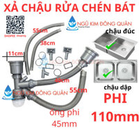 XẢ CHẬU ĐÚC, Xi Phông Xả Chậu Rửa Chén Bát Chống Hôi Dành Cho 2 Hộc Chậu loại xả to dày chống hôi phi trên 110mm, REN 56