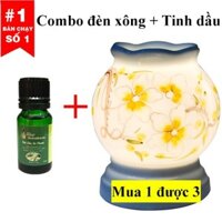 [Xả Combo] Đèn Xông Tinh Dầu Điện Chống Muỗi Bát Tràng Tặng 2 Chai Tinh Dầu 10ml