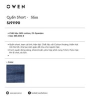 XẢ (Deal 11-11) . OWEN - Quần short nam Owen 91190 - Quần short jeans nam Cực . .1 . > 🛫 . hàng Chuẩn ↺ ¹ . 1 * ₆