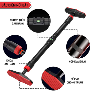 Xà đơn gắn cửa, treo tường thép chịu lực có thước thăng bằng GoodFit GF201PU