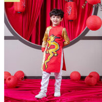 [xả hàng] Áo dài tết cho bé trai mẫu Rồng vàng từ 12-40kg hàng thiết kế cao cấp