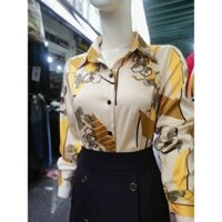 [XẢ HÀNG] Áo sơ mi dài tay cổ đức hoa vàng