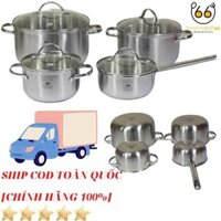 [Xả Hàng] Bộ Nồi Bếp Từ  Elo LUXEMBURG 4 Chiếc Đáy Liền, Dung Tích 1.5-6L, Bộ Nồi Inox Đáy Từ, Quánh Kèm Vung Kính