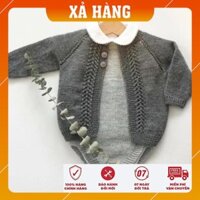 [Xả Hàng] Bodysuit Mix Áo Khoác Len Ghi Xám - Trang phục Đông cho bé trai - Made By Bunny