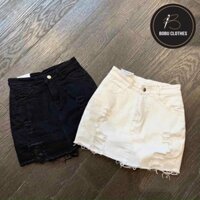 [Xả hàng] Chân váy Kaki rách- Bobu shop - Chất hàng loại 1 - đủ sz SML- đơn giản dễ mặc - có lót trong - 2 màu trắng đen