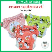 [XẢ HÀNG] Combo 3 quần bỉm vải Babu Nature có lót may liền, chống tràn hiệu quả cho bé