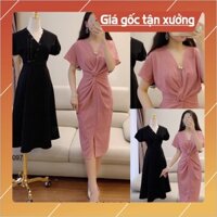 [Xả Hàng Dịp Tết] Đầm hẻ hồng V1104 DVC Design ảnh thật