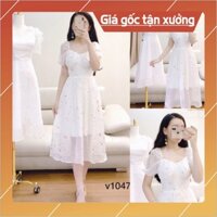 [Xả Hàng Dịp Tết] Đầm maxi trắng V1047 DVC Design ảnh thật