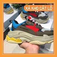 Xả hàng -  Giày Balen Triple S Xanh Đỏ Nam Nữ  a23 . new > : ' ₁