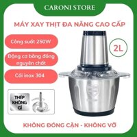 {XẢ HÀNG} Máy xay thịt đa năng cao cấp, máy xay giò chả gia đình cối inox 2L - 4 lưỡi dao – BH 12 tháng – Caroni Store