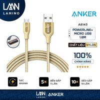 [XẢ HÀNG - THANH LÝ] Cáp siêu bền nylon ANKER PowerLine+ Micro USB dài 1.8m - [Có bao da] - A8143