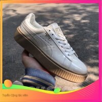 Xả HOT Giày sneaker nữ da trắng sữa bóng đế nâu cao cấp dành cho nữ 👟 2020
