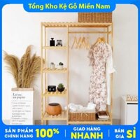 [Xả Kho 3 Ngày] Tủ Quần Áo Gỗ Thông KT 1500x 35cm. Tủ Treo Quần Áo Đôi 5 Tầng - Kệ Gỗ Minh Trần