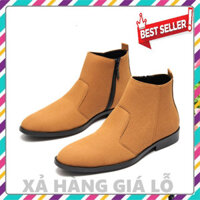 XẢ KHO ♒︎  Giày chelsea boots nam da lộn ( mầu Vàng - Form to nên đặt lùi 1 size sẽ ôm chân hơn)  cổ khóa, đế khâu chắc