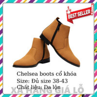 XẢ KHO ♒︎  Giày chelsea boots nam da lộn ( mầu Vàng - Form to nên đặt lùi 1 size sẽ ôm chân hơn)  cổ khóa, đế khâu chắc