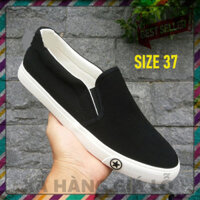 XẢ KHO ♒︎  - H65 - Giầy lười nữ Slipon Vải thô Huani đế trắng mẫu mới thời trang