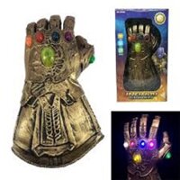 (XẢ KHO BÁN LỖ) Găng tay thanos loại mềm dùng pin phát nhạc 6 viên đá phát sáng, các ngón tay gập được lại (kèm pin)