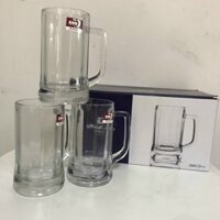 XẢ KHO BỘ 6 CỐC THỦY TINH CÓ QUAI UỐNG BIA CAO CẤP DELI GLASSWARE 335ML