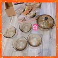 [Xả Kho] Bộ Bát Thuỷ Tinh, Set Thố 5 Món Phong Cách Châu Âu Cao Cấp Cực Sang, Chịu Nhiệt Cực Tốt